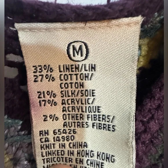 Granny Square Cardigan Boho Multicolor Hand Knit Button Front Sweater M - Picture 7 of 7